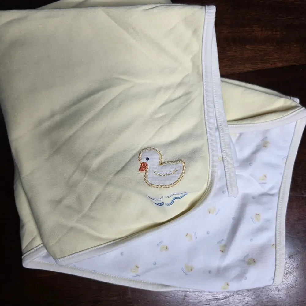 Vintage 2002 Gymboree Duck Baby Blanket Reversible Yellow Nursery